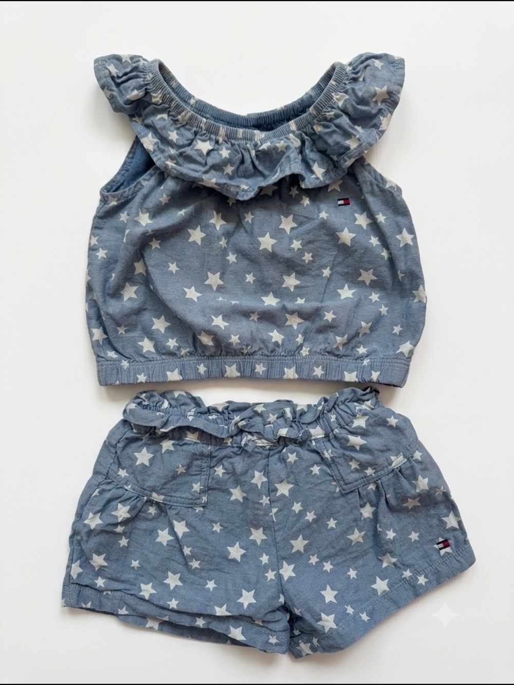 Tommy Hilfiger Kids Blue Star Ruffle Tank & Shorts Set 12 Months